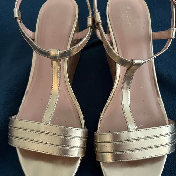Kate Spade Strappy Gold Wedge Heels - Picture 1 of 4